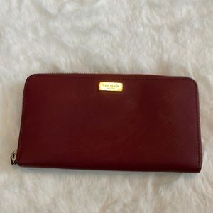 Maroon kate spade wallet (matching purse listed separately) gold hardware
